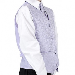 Boys Lilac Swirl 3 Piece Waistcoat, Cravat & Handkerchief